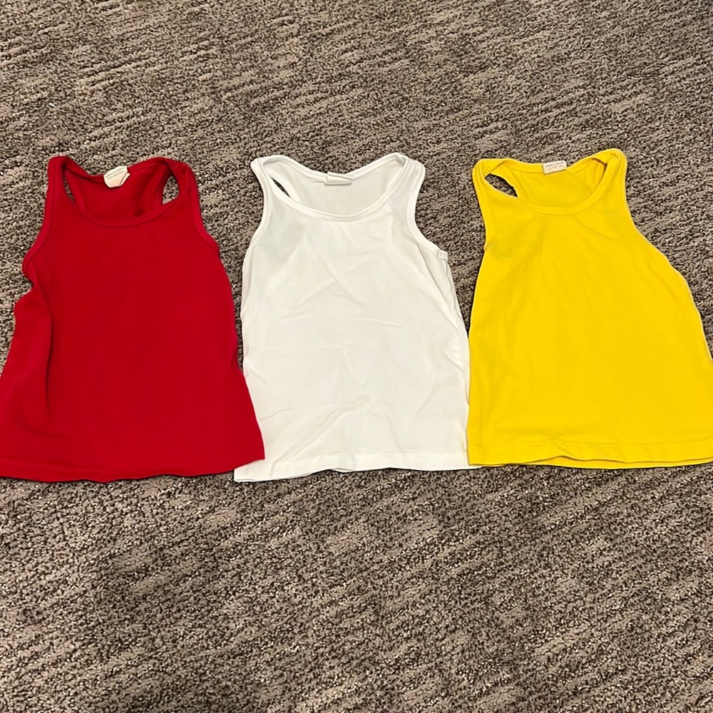 Lilax girls racer back tanks set of 3 (yellow, white, red) size 2T